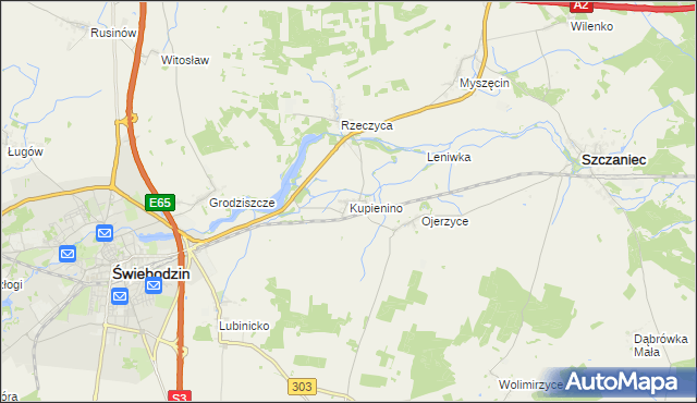 mapa Kupienino, Kupienino na mapie Targeo