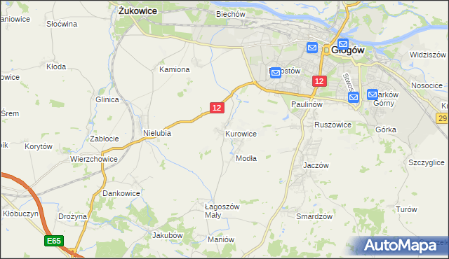 mapa Kurowice gmina Jerzmanowa, Kurowice gmina Jerzmanowa na mapie Targeo