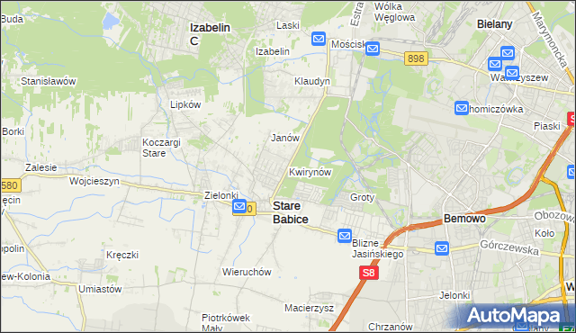 mapa Kwirynów gmina Stare Babice, Kwirynów gmina Stare Babice na mapie Targeo
