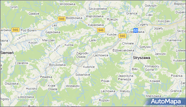 mapa Lachowice, Lachowice na mapie Targeo