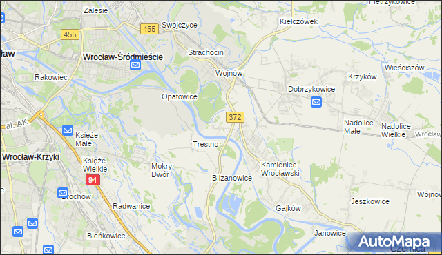 mapa Łany gmina Czernica, Łany gmina Czernica na mapie Targeo