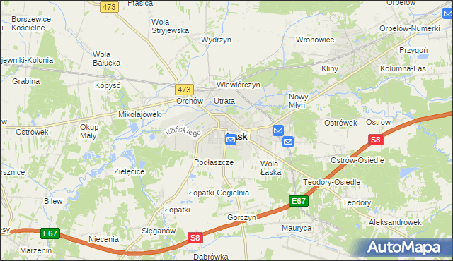 mapa Łask, Łask na mapie Targeo