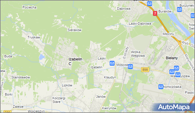 mapa Laski gmina Izabelin, Laski gmina Izabelin na mapie Targeo