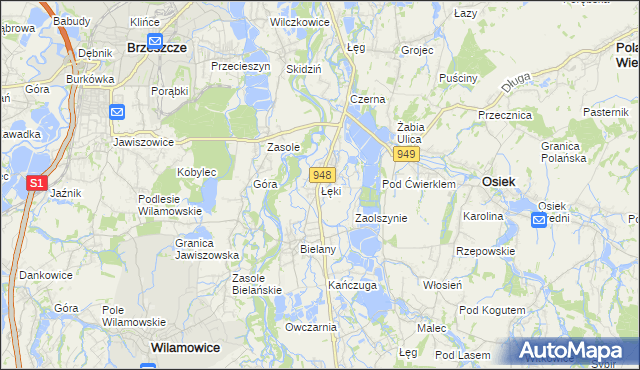 mapa Łęki gmina Kęty, Łęki gmina Kęty na mapie Targeo