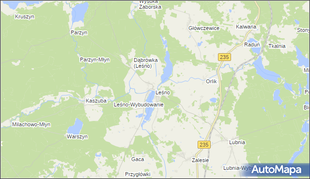 mapa Leśno gmina Brusy, Leśno gmina Brusy na mapie Targeo