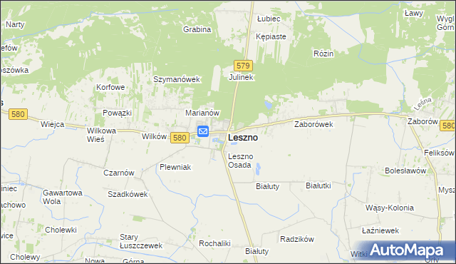 mapa Leszno powiat warszawski zachodni, Leszno powiat warszawski zachodni na mapie Targeo