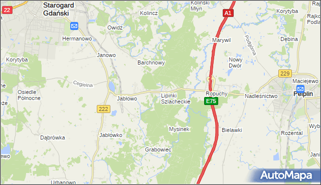 mapa Lipinki Szlacheckie, Lipinki Szlacheckie na mapie Targeo