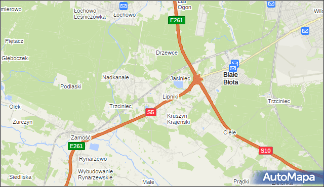 mapa Lipniki gmina Białe Błota, Lipniki gmina Białe Błota na mapie Targeo