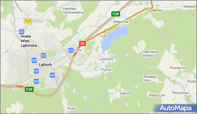 mapa Lubowidz gmina Nowa Wieś Lęborska, Lubowidz gmina Nowa Wieś Lęborska na mapie Targeo