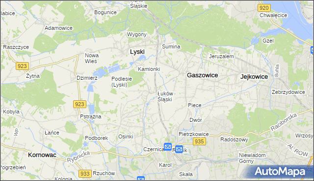 mapa Łuków Śląski, Łuków Śląski na mapie Targeo