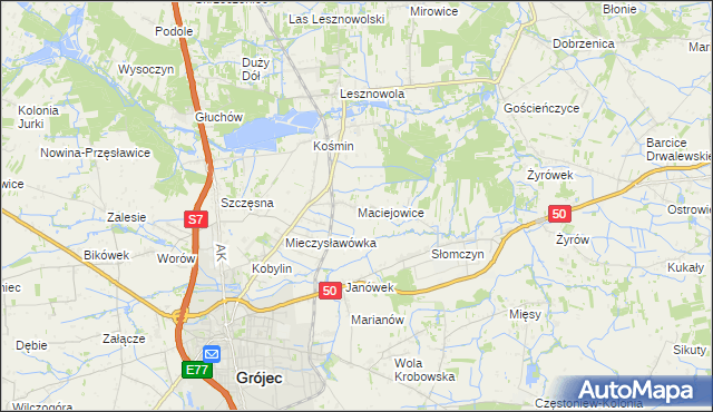 mapa Maciejowice gmina Grójec, Maciejowice gmina Grójec na mapie Targeo