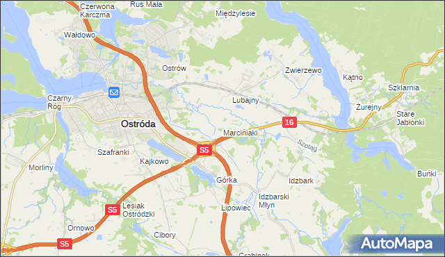 mapa Marciniaki, Marciniaki na mapie Targeo