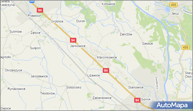 mapa Marcinkowice gmina Oława, Marcinkowice gmina Oława na mapie Targeo