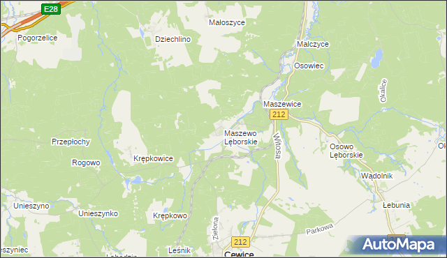 mapa Maszewo Lęborskie, Maszewo Lęborskie na mapie Targeo