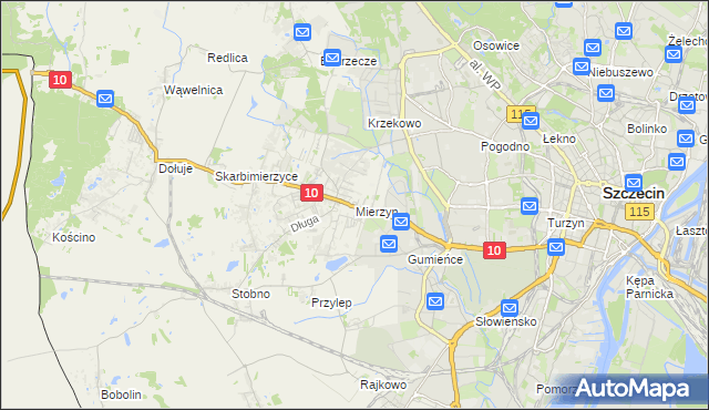 mapa Mierzyn gmina Dobra (Szczecińska), Mierzyn gmina Dobra (Szczecińska) na mapie Targeo