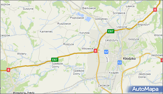 mapa Mikowice gmina Kłodzko, Mikowice gmina Kłodzko na mapie Targeo