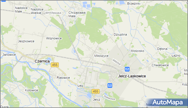 mapa Miłoszyce, Miłoszyce na mapie Targeo