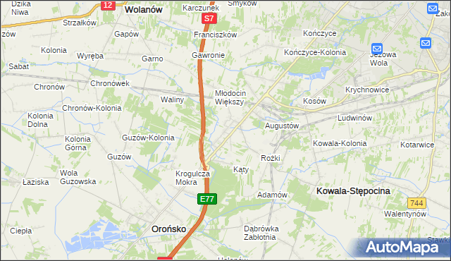 mapa Młodocin Mniejszy, Młodocin Mniejszy na mapie Targeo