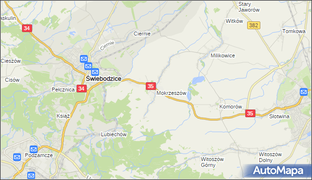 mapa Mokrzeszów, Mokrzeszów na mapie Targeo