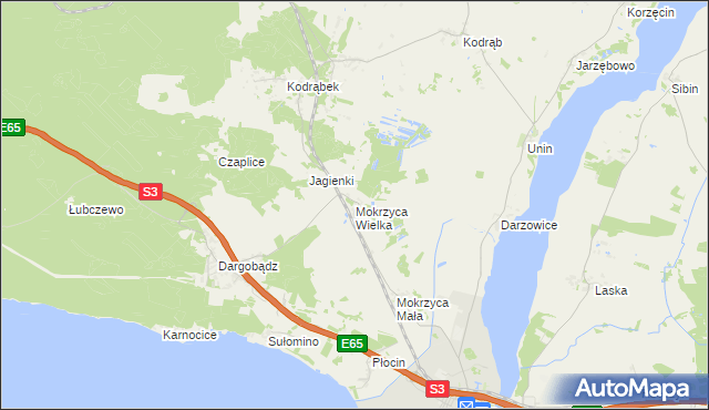 mapa Mokrzyca Wielka, Mokrzyca Wielka na mapie Targeo