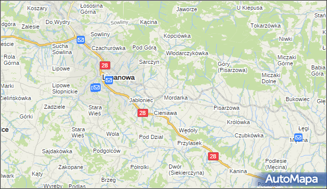 mapa Mordarka, Mordarka na mapie Targeo