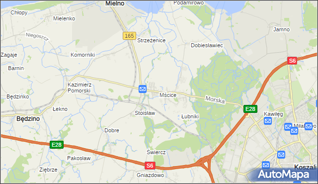 mapa Mścice, Mścice na mapie Targeo