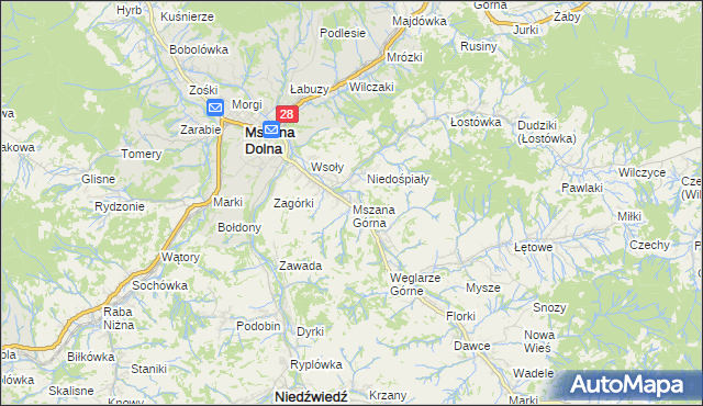 mapa Mszana Górna, Mszana Górna na mapie Targeo