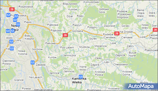 mapa Mystków, Mystków na mapie Targeo