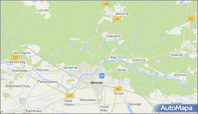 mapa Nadolnik gmina Wronki, Nadolnik gmina Wronki na mapie Targeo