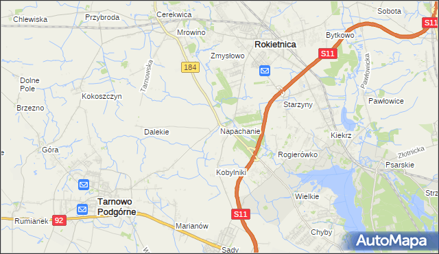 mapa Napachanie, Napachanie na mapie Targeo
