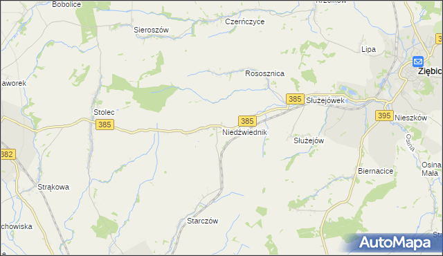 mapa Niedźwiednik gmina Ziębice, Niedźwiednik gmina Ziębice na mapie Targeo