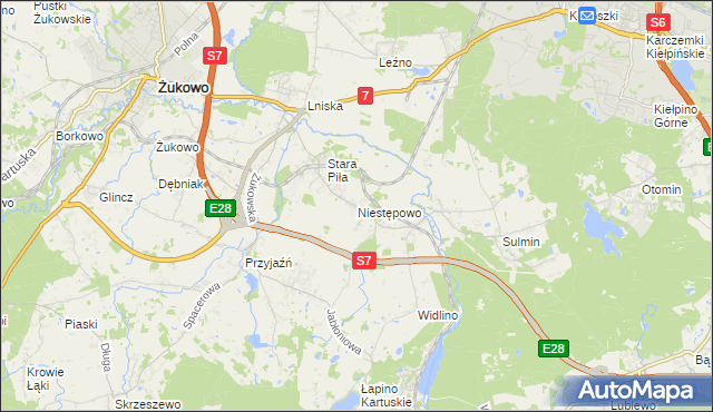 mapa Niestępowo, Niestępowo na mapie Targeo