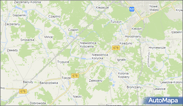 mapa Niewodnica Korycka, Niewodnica Korycka na mapie Targeo