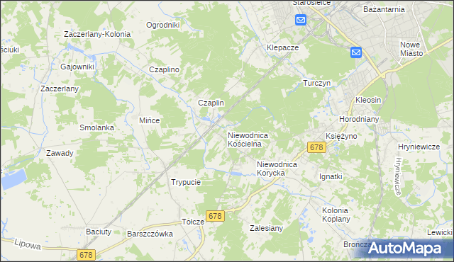 mapa Niewodnica Kościelna, Niewodnica Kościelna na mapie Targeo