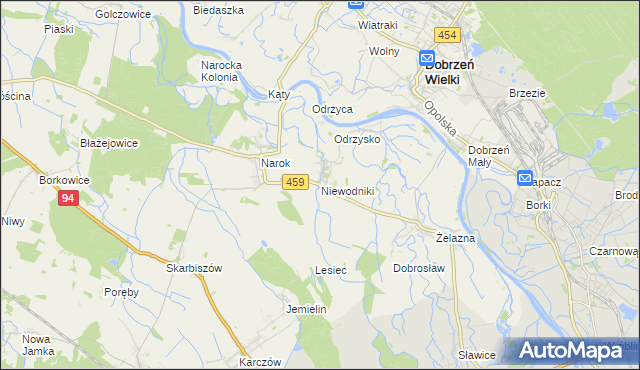 mapa Niewodniki, Niewodniki na mapie Targeo