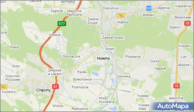 mapa Nowiny gmina Sitkówka-Nowiny, Nowiny gmina Sitkówka-Nowiny na mapie Targeo