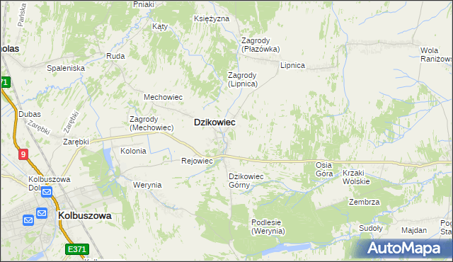 mapa Nowy Dzikowiec, Nowy Dzikowiec na mapie Targeo