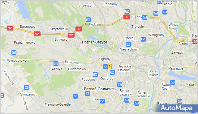 mapa Ogrody gmina Poznań, Ogrody gmina Poznań na mapie Targeo