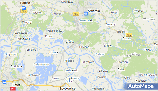 mapa Okleśna, Okleśna na mapie Targeo