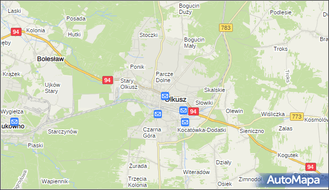 mapa Olkusz, Olkusz na mapie Targeo