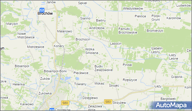 mapa Olszowiec gmina Brochów, Olszowiec gmina Brochów na mapie Targeo
