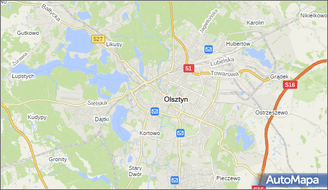 mapa Olsztyna, Olsztyn na mapie Targeo