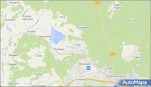 mapa Orle gmina Wejherowo, Orle gmina Wejherowo na mapie Targeo