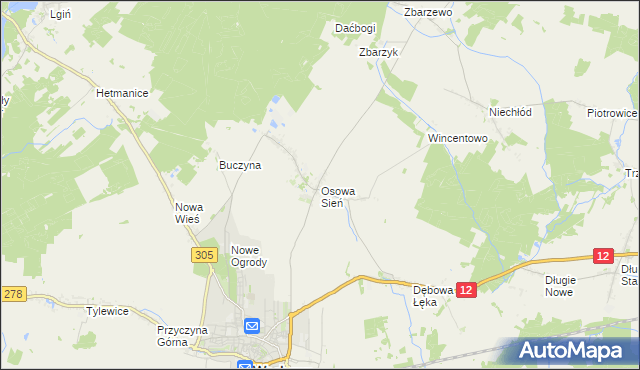 mapa Osowa Sień, Osowa Sień na mapie Targeo