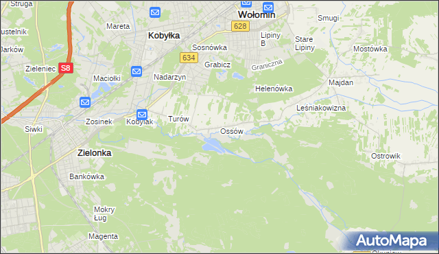 mapa Ossów, Ossów na mapie Targeo