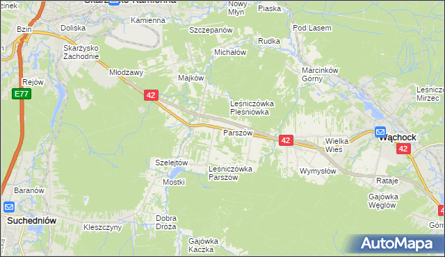 mapa Parszów, Parszów na mapie Targeo