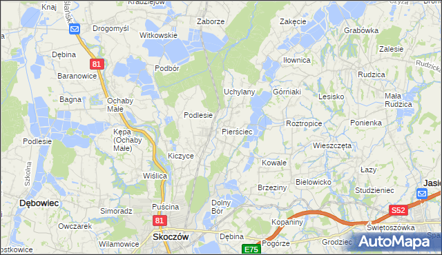 mapa Pierściec, Pierściec na mapie Targeo