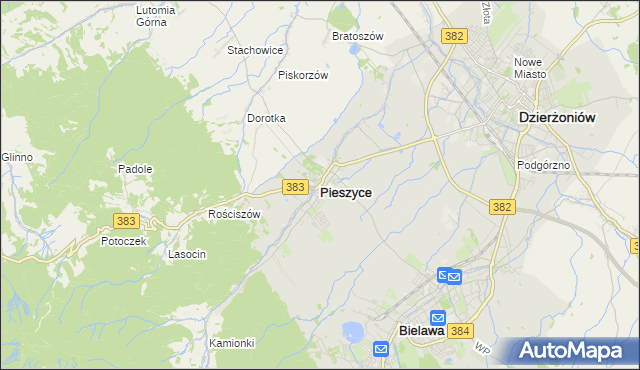 mapa Pieszyce, Pieszyce na mapie Targeo