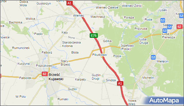 mapa Pikutkowo, Pikutkowo na mapie Targeo