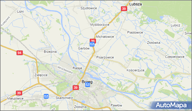 mapa Pisarzowice gmina Lubsza, Pisarzowice gmina Lubsza na mapie Targeo